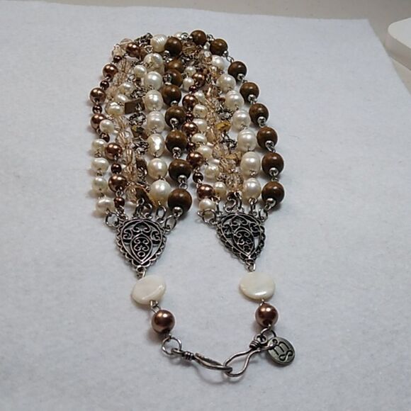 Elegant Multi-Strand Pearl and Bead Six Strand Necklace Granny Chic - Picture 6 of 6